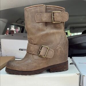 Aldo Brown Heeled Boots with Side Buckle